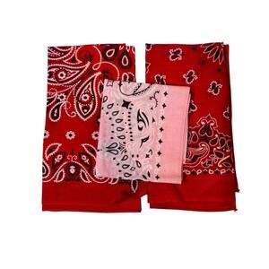 Bandanas Fast Color Hav a Hank Red Pink Paisley Cotton Head Scarf‎ Square Set